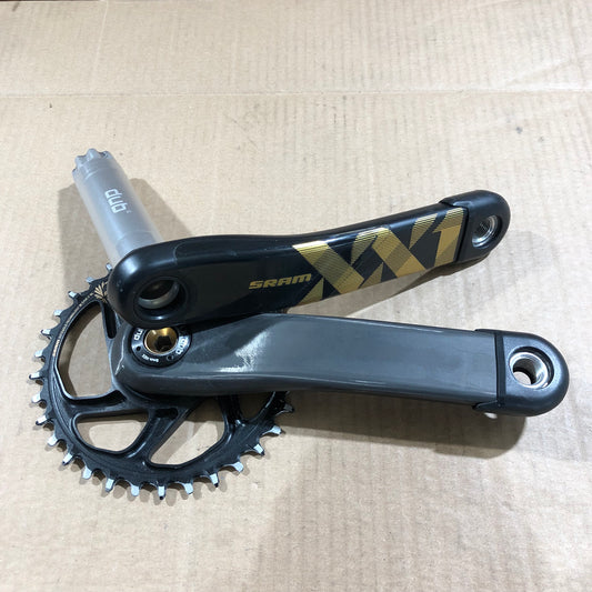 SRAM XX1 Kurbel DUB 175mm gold entlackt Kettenblatt 34T 32T SL