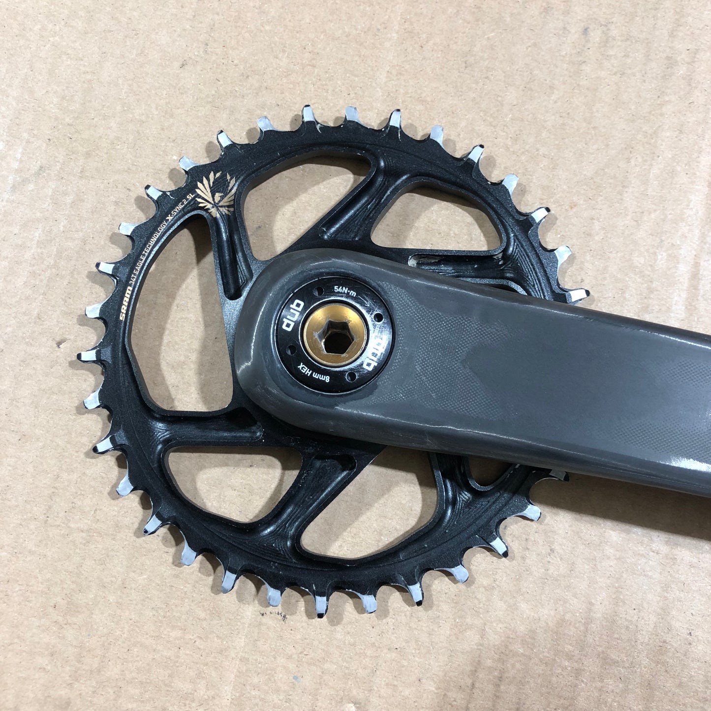 SRAM XX1 Kurbel DUB 175mm gold entlackt Kettenblatt 34T 32T SL