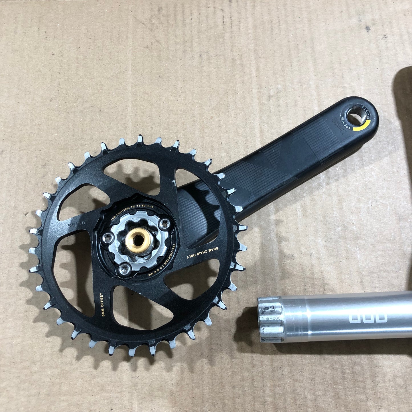 SRAM XX1 Kurbel DUB 175mm gold entlackt Kettenblatt 34T 32T SL