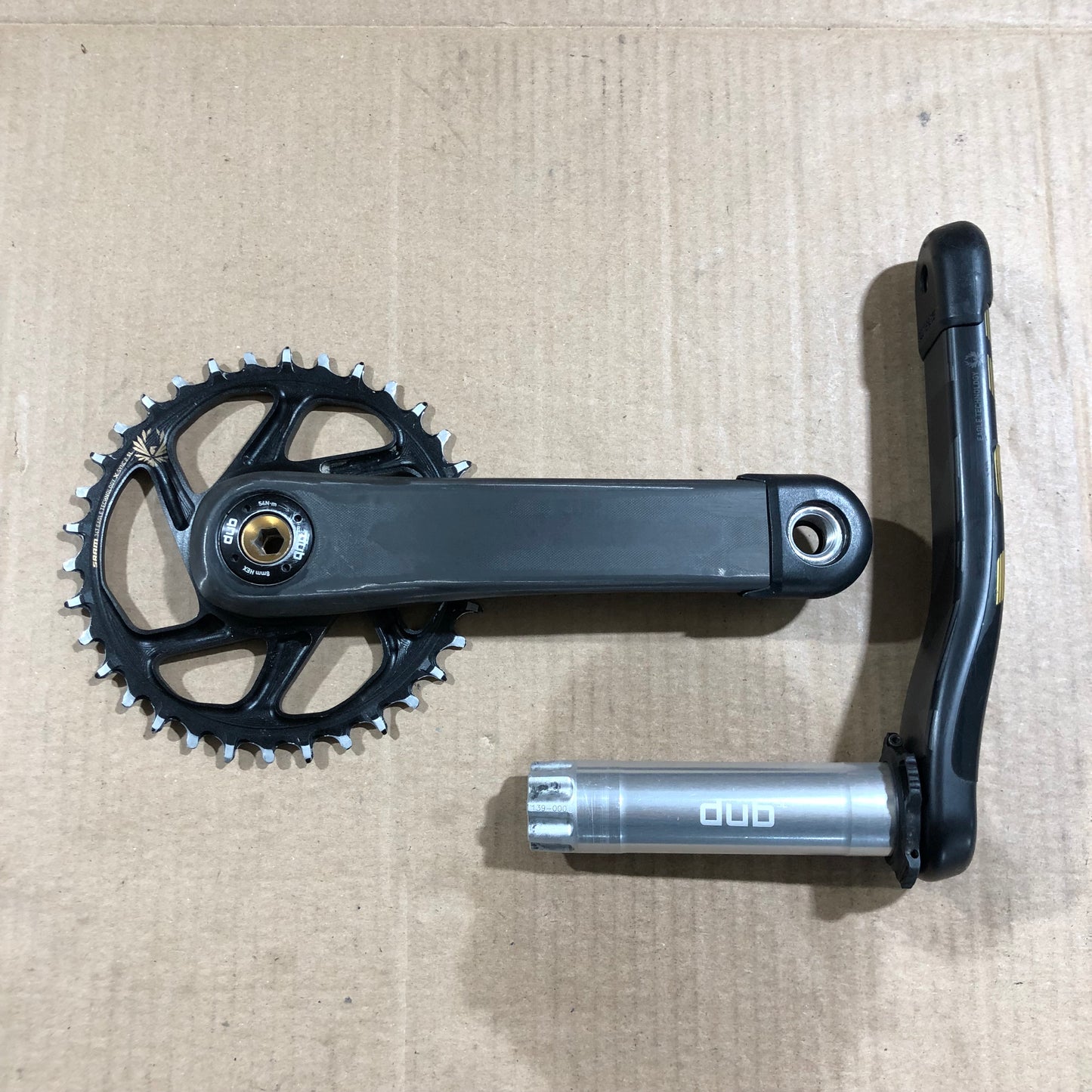 SRAM XX1 Kurbel DUB 175mm gold entlackt Kettenblatt 34T 32T SL