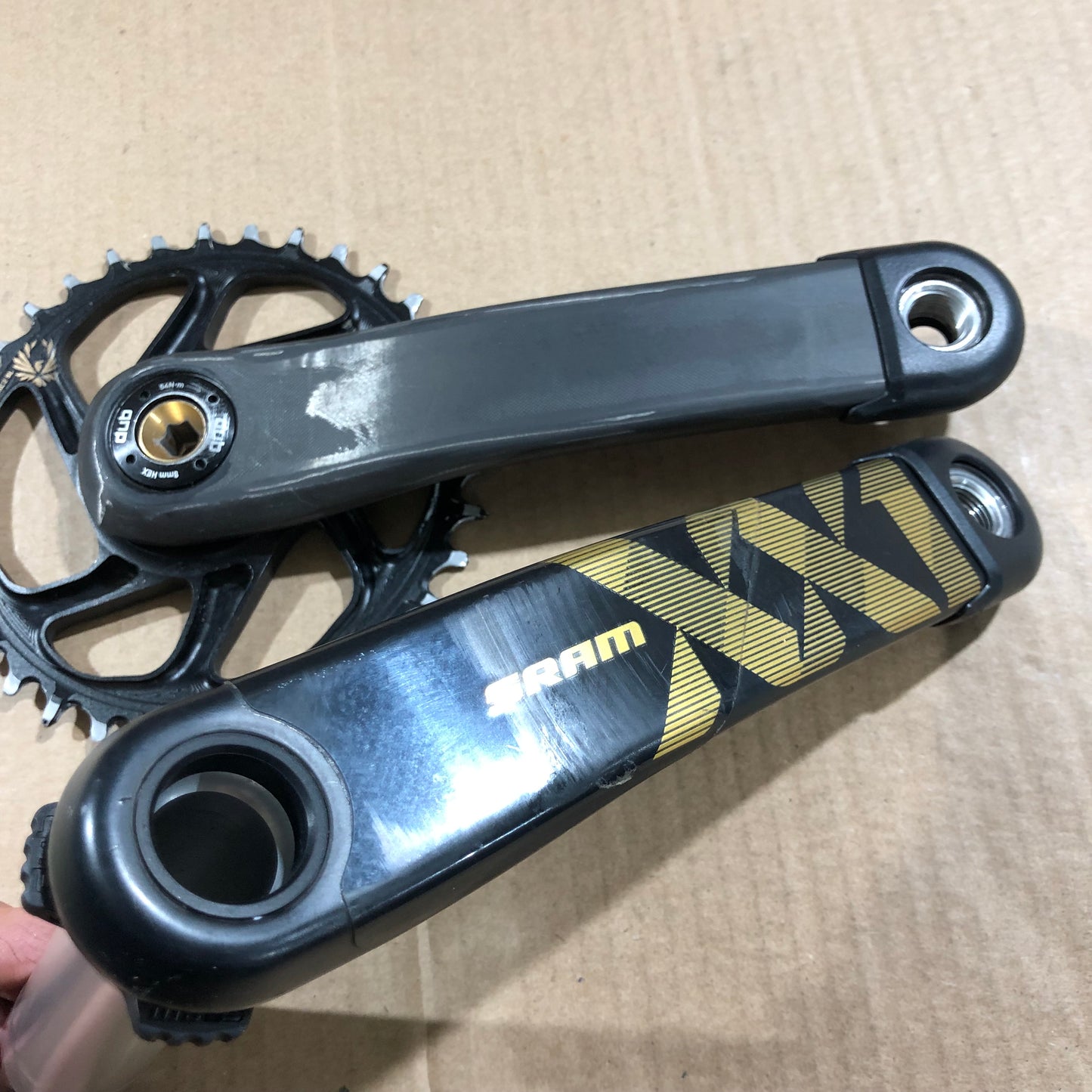 SRAM XX1 Kurbel DUB 175mm gold entlackt Kettenblatt 34T 32T SL