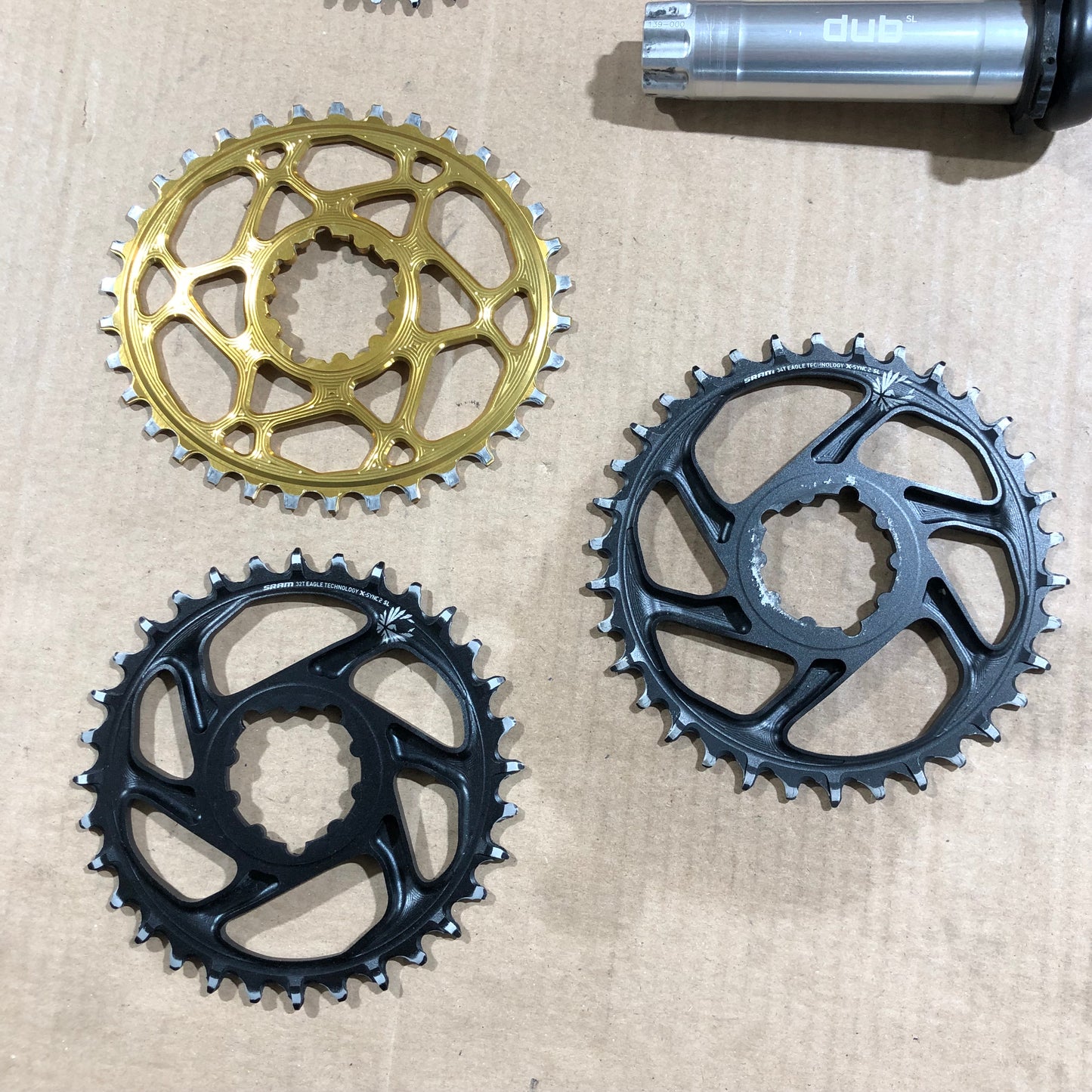SRAM XX1 Kurbel DUB 175mm gold entlackt Kettenblatt 34T 32T SL
